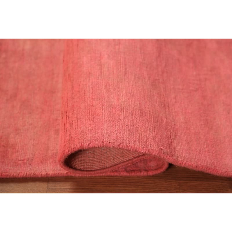 Pink Gabbeh Modern Rug Handmade Solid Wool Carpet - 2'8" x 4'1"