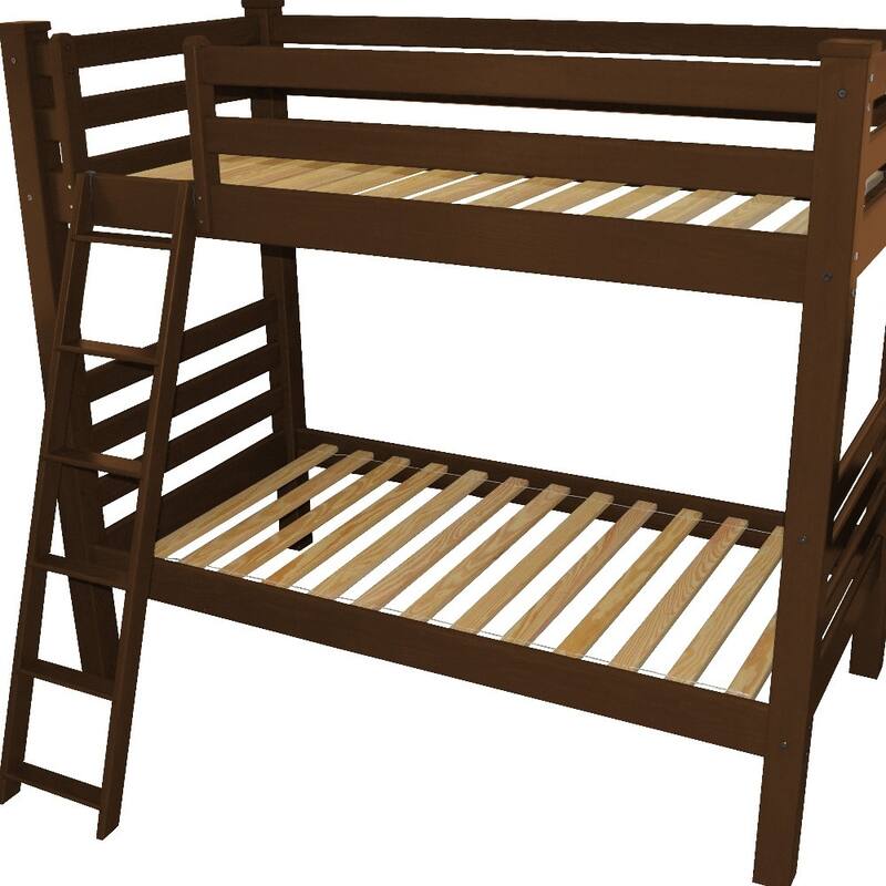 HomeRoots Red Twin Over Twin Solid Wood Bunk Bed