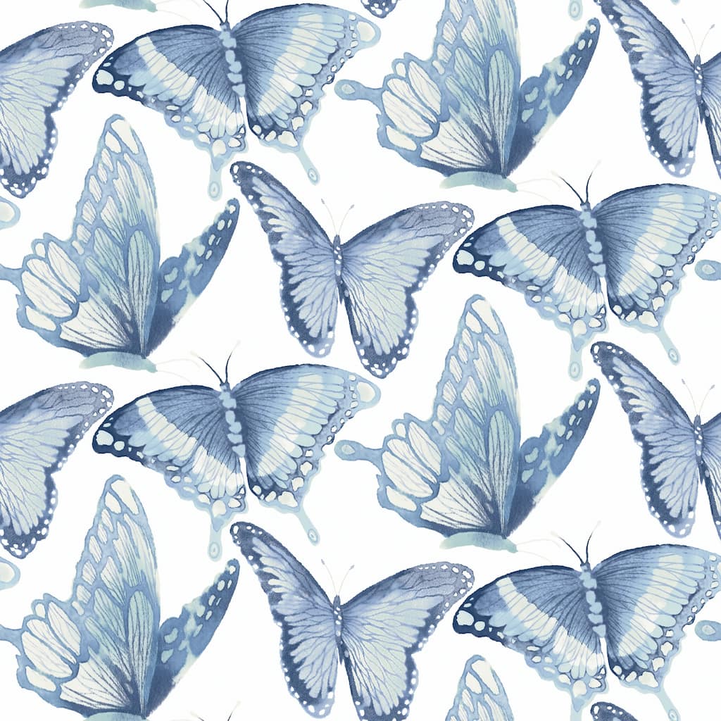Chesapeake Janetta Blue Butterfly Wallpaper