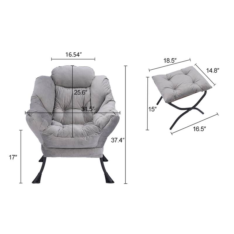 Lazy Sofa Chair with Soft Cushion and Side Pocket for Relaxation