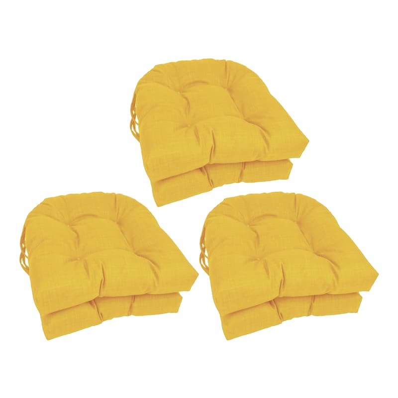 16-inch Rounded Back Tufted Indoor/Outdoor Chair Cushions (Set of 6) - Lemon
