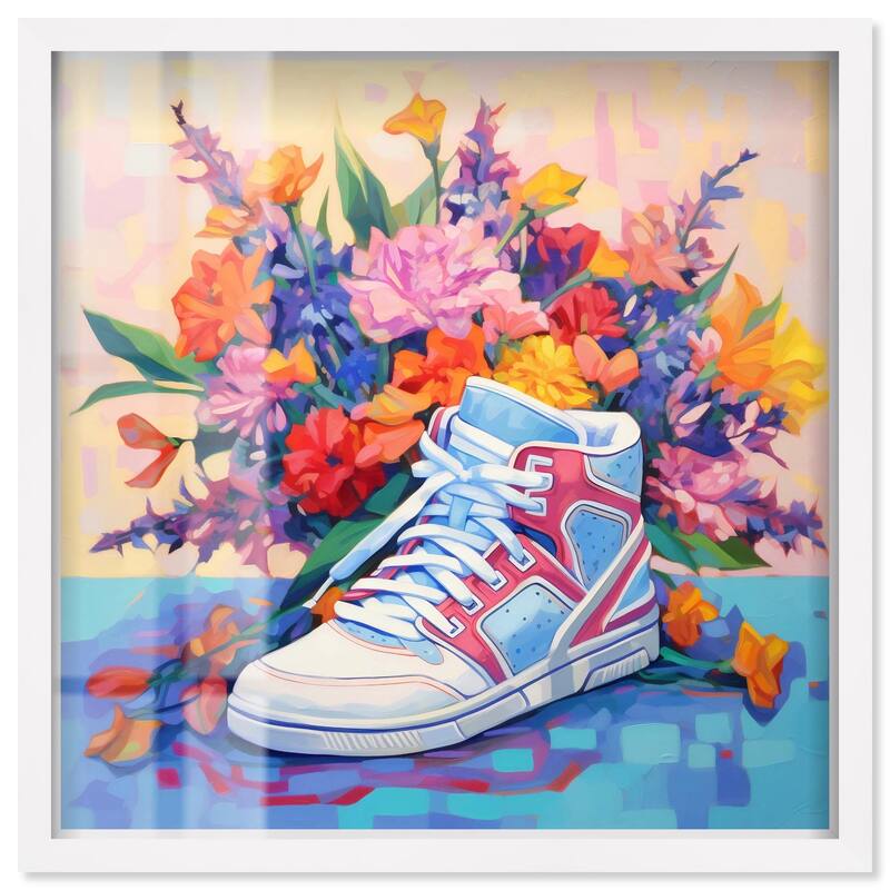 Colorful Sneaker Bouquet II Shadowbox by Art Remedy - White - 40" x 40"