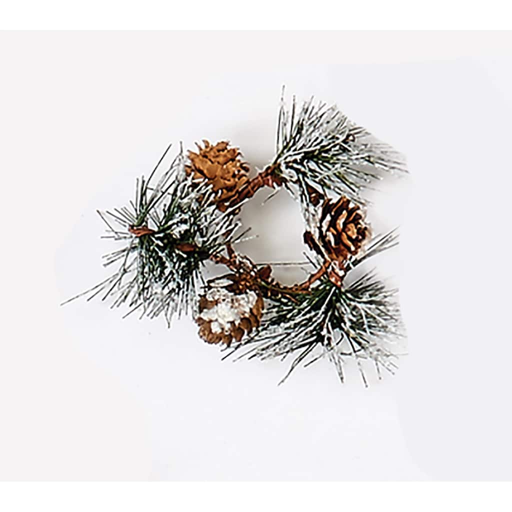 1.25" Snowy Pine & Cone Candle Ring, Set of 2 - 3