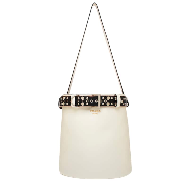 Prada Buckle Bucket Bag - White