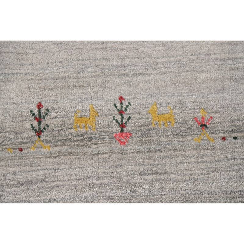 Tribal Gabbeh Area Rug Hand-Knotted Wool Carpet - 7'10"x 9'8"