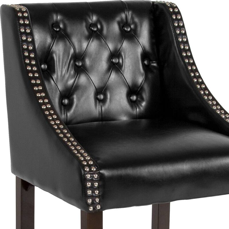 Transitional Tufted Upholstered/Walnut Finish Counter Stool (Set of 2)