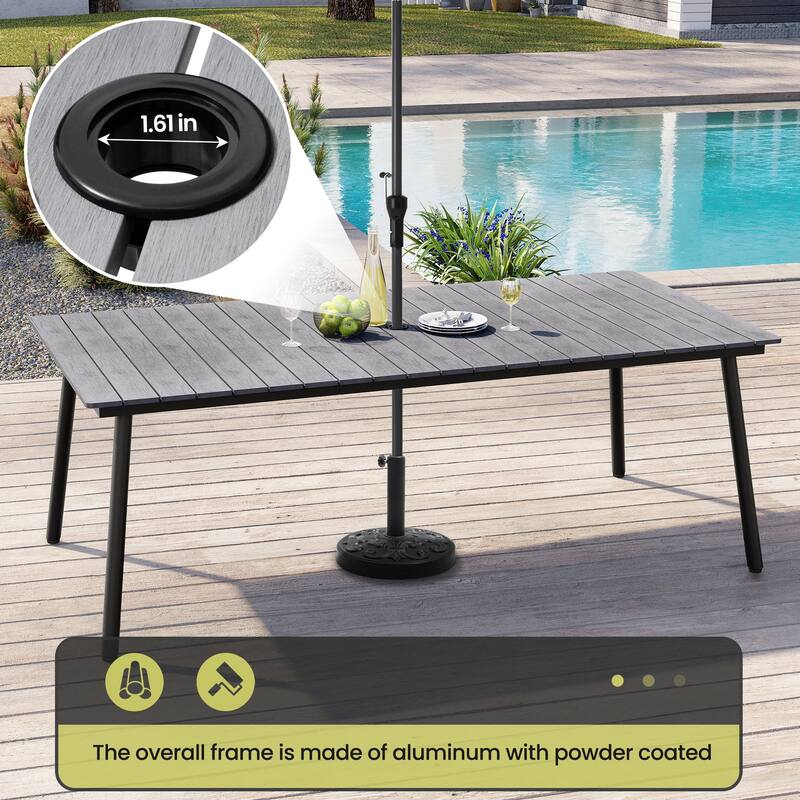 Outdoor Patio Dining Set 7/9 Piece Furniture Set Aluminum Dining Table with Umbrella and Stackable Chairs