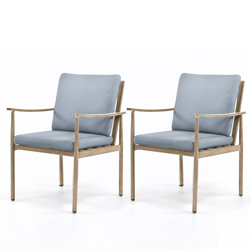 SleekLine 2-Piece Aluminum Patio Dining Chairs with Cushions - Blue