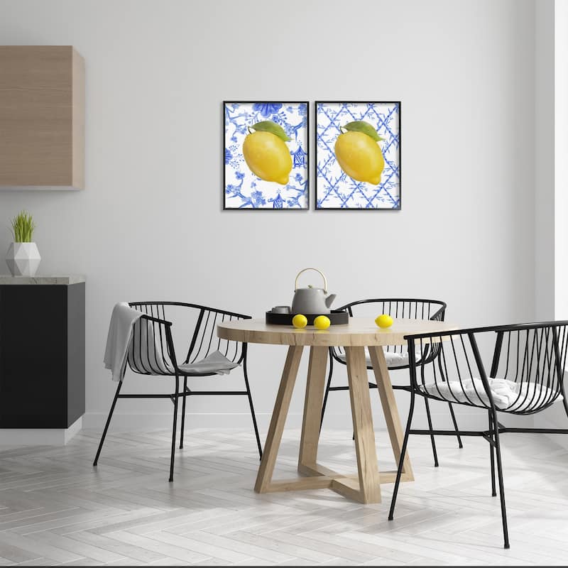 Stupell Classic Chinoiserie Lemons Framed Giclee Art Design By Matthew Piotrowicz (Set of 2)