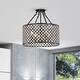 preview thumbnail 1 of 12, Antique Black 4-Light Beaded Drum Crystal Semi Flush Mount