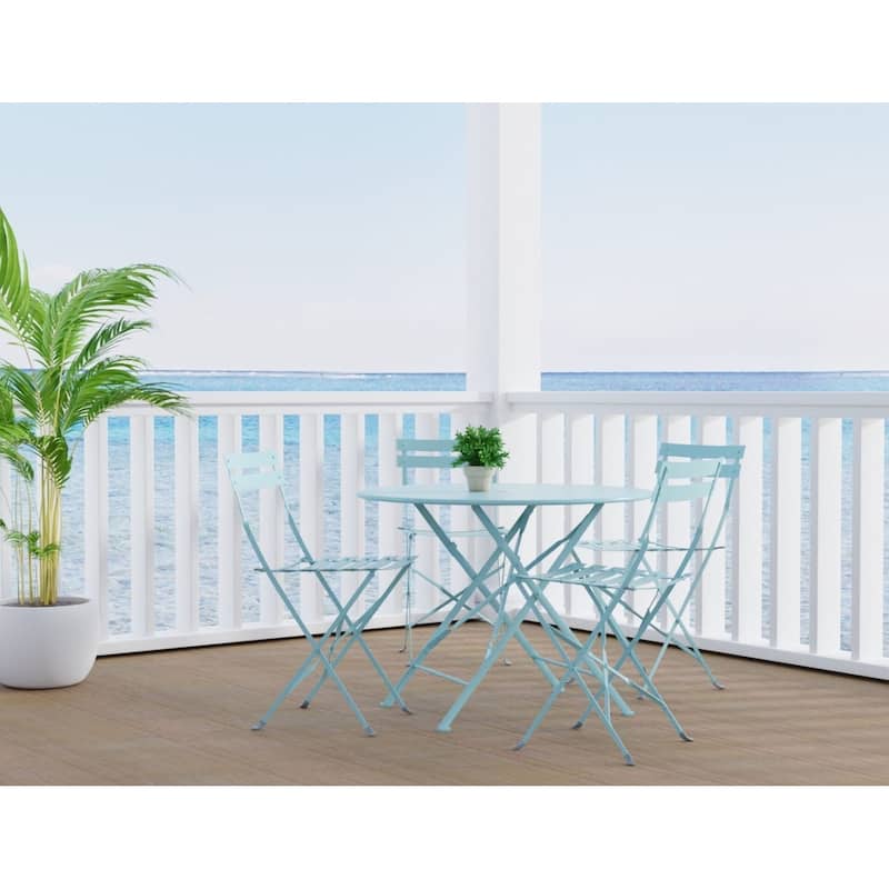 Carolina Living Bistro 36" Round Folding Outdoor Table - Umbrella Hole