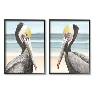 Stupell Pelicans on Beach 2 Piece Framed Giclee Art Set Design by Grace ...