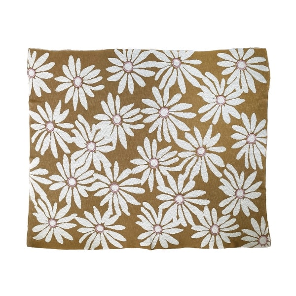 slide 2 of 4, Cotton Knit Baby Blanket with Flower Prints - 60.0"L x 50.0"W x 0.3"H - 60.0"L x 50.0"W x 0.3"H Mustard