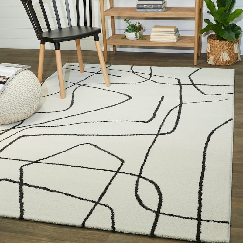 Descartes Abstract Modern Area Rug - 7' 10" x 10' - Charcoal