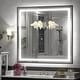 preview thumbnail 15 of 156, UL Certified Black Metal Framed LED Front Light and Backlit Anti-Fog Wall Bathroom/ Vanity Mirror 40" x 38"-Square Corner - Black
