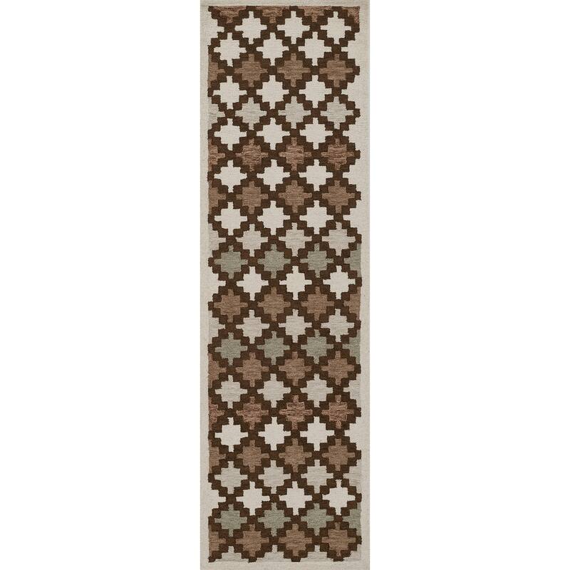 Erin Gates by Momeni Abbott Diamond Trellis Hand Tufted Wool Area Rug - Neutral - Runner - 2'3" X 8' Runner