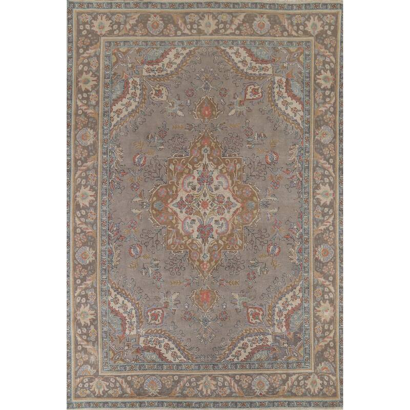 Tabriz Persian Vintage Area Rug Handmade Traditional Wool Carpet - 9'3"x 12'5"