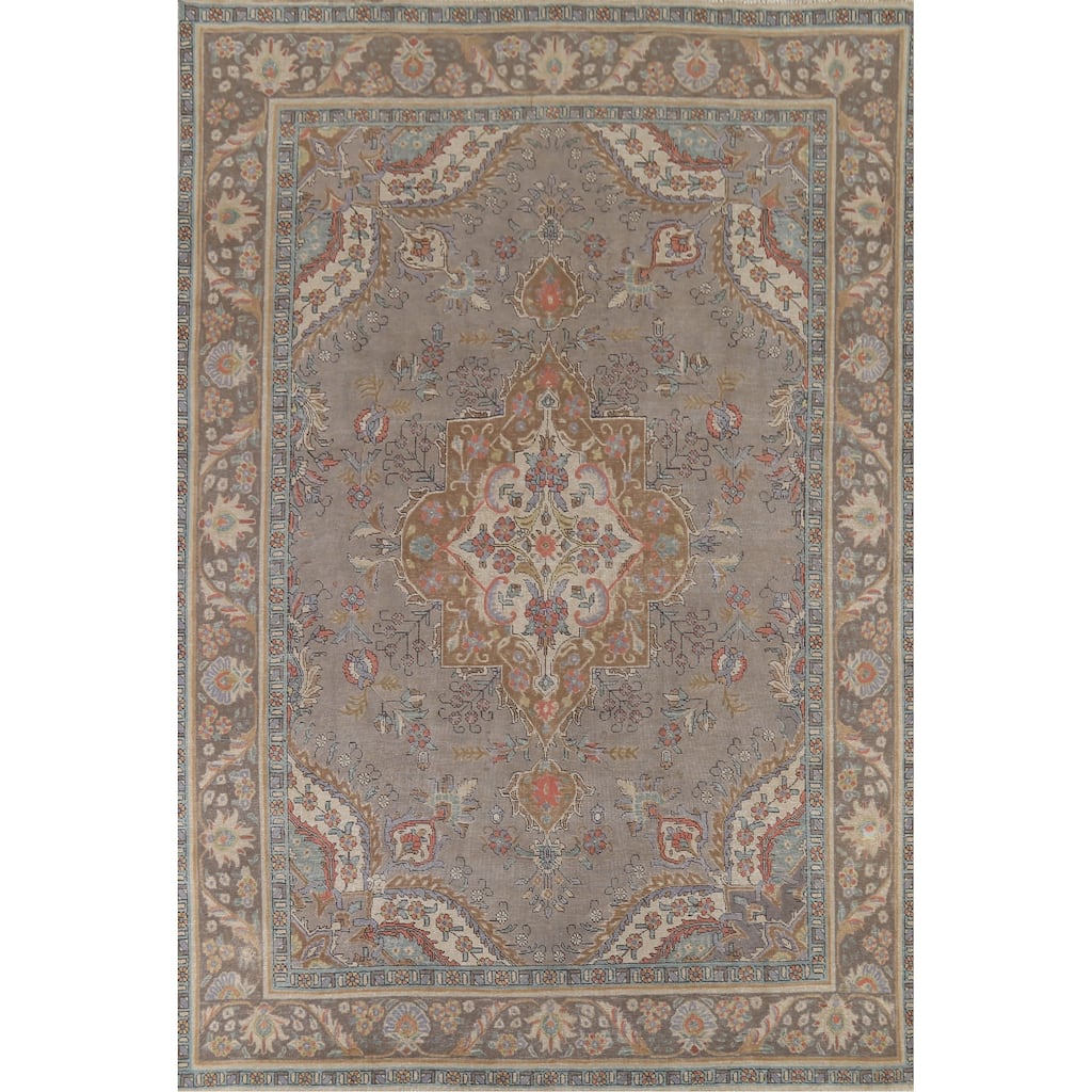 Tabriz Persian Vintage Area Rug Handmade Traditional Wool Carpet - 9'3"x 12'5"