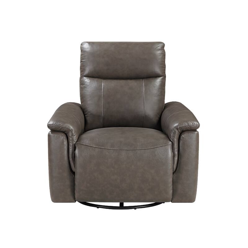 Jen Manual Swivel Glider Reclining Chair, Dark Brown Top Grain Leather