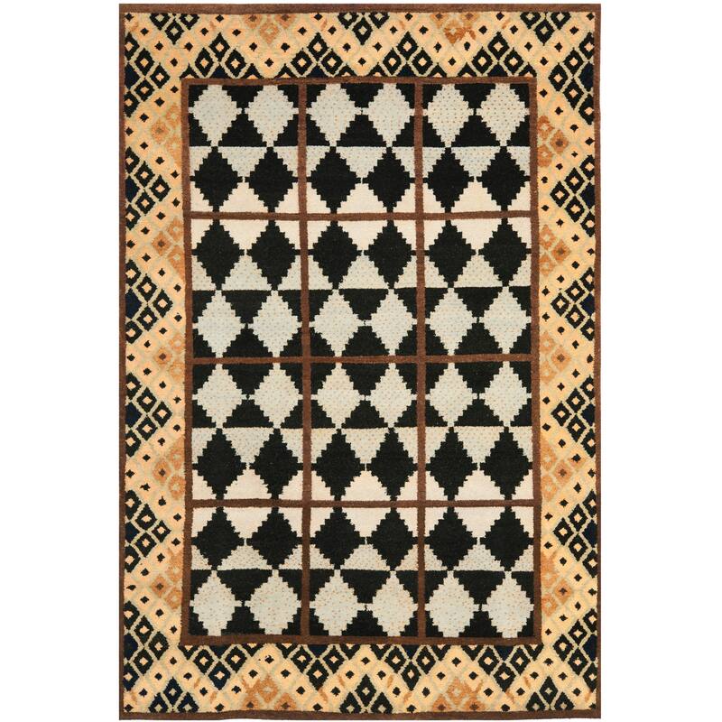SAFAVIEH Hand-knotted Gabbeh Geta Traditional Wool Rug - 6' x 9' - Black - Runner/Rectangle