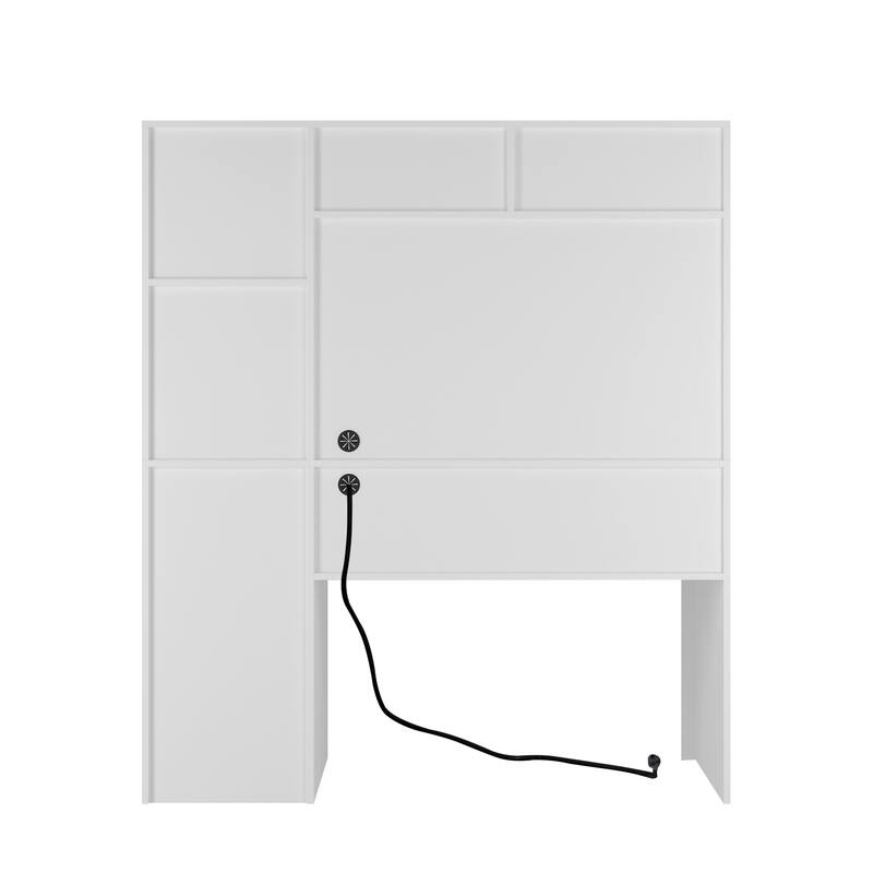 Roomfitters Computer Desk with Hutch & Bookshelf, Home Office Workstation, Space Saving Writing Table, Storage Shelves, White