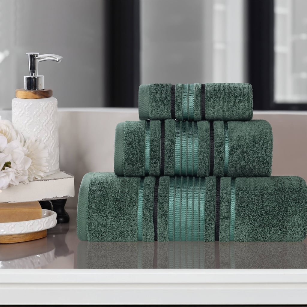 Superior Sadie Zero Twist Cotton Solid Absorbent 3 Piece Towel Set