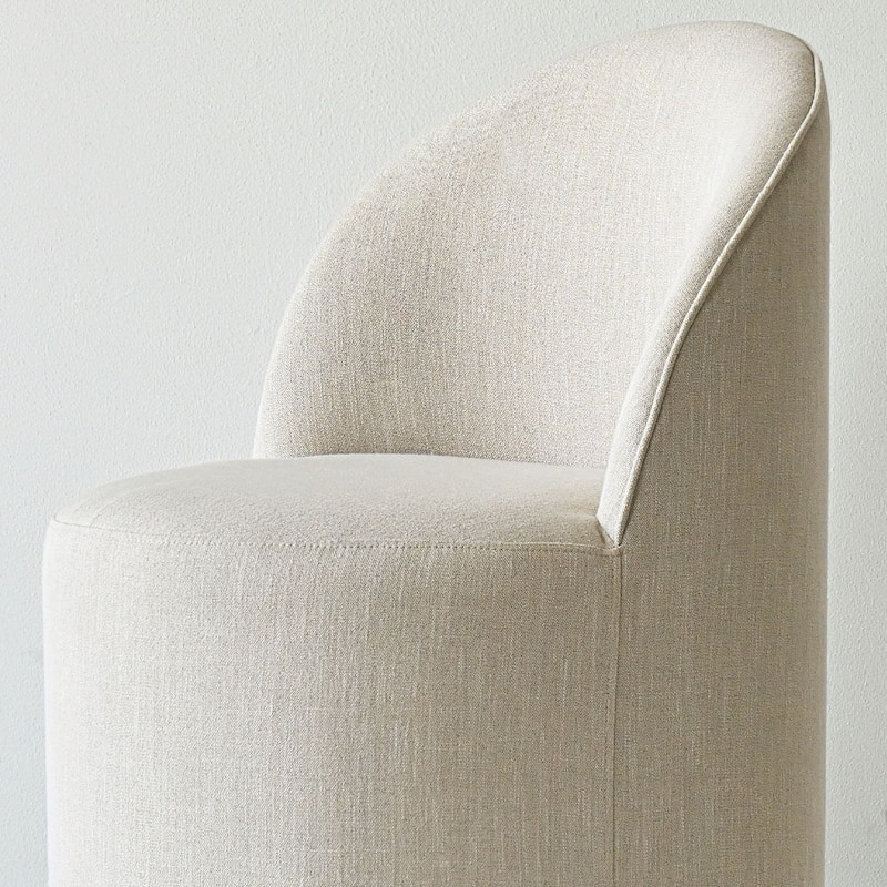 Linen Upholstered Dining Chair with Castors (Set of 2)