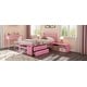 preview thumbnail 15 of 13, Twin Wood Platform Kids Bed with Removable Storage Shelves, 2-Built-In Drawers for Convenience and Space-Saving Design, Pink