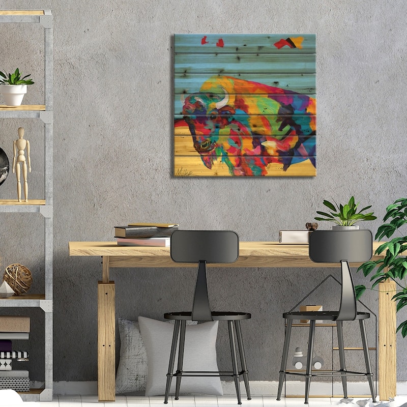 Yellow Prairie Blue Sky Print On Wood by Tracy Miller - Multi-Color