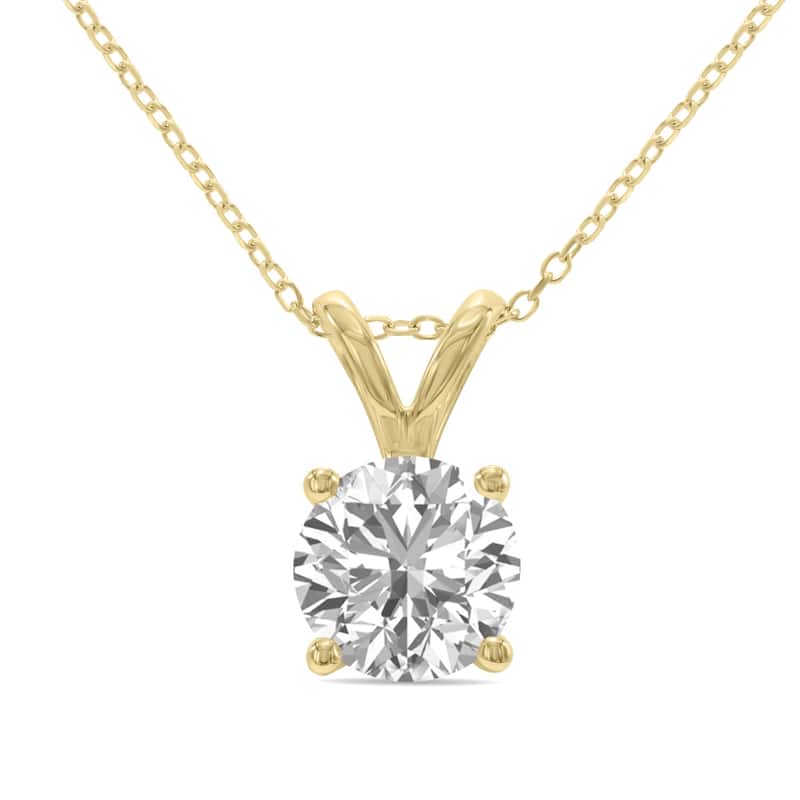 Marquee 1.50 Carat Lab Grown Diamond Round Solitaire Pendant in 14K Yellow Gold