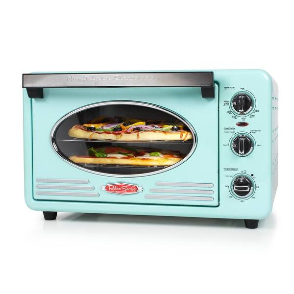 slide 2 of 8, Nostalgia RTOV2AQ Retro 12-Slice Convection Toaster Oven