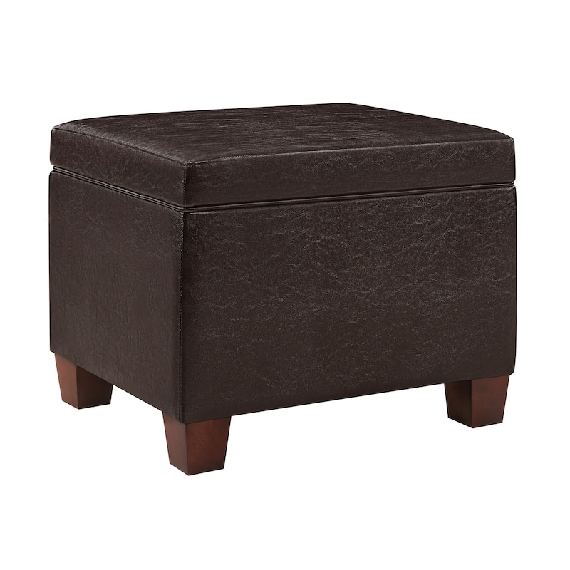 Multipurpose Storage Ottoman with Padded Top for Seating, Coffee Table Use and Hidden Storage Organization