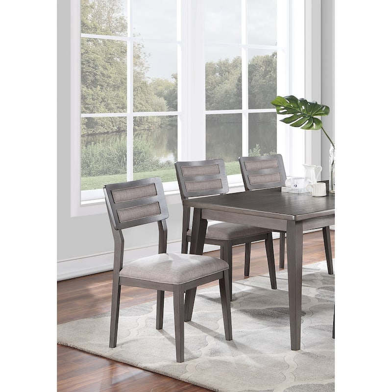 Unique Set of 2 Side Chairs White And Grey Kitchen Dining Room Furniture Ladder back Design Chairs Cushion Upholstered