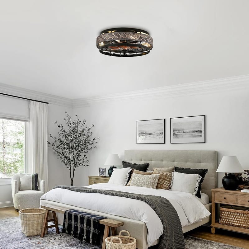 18” Bedroom ceiling fans black lighting with ceiling fan metal low ceiling light - 18"