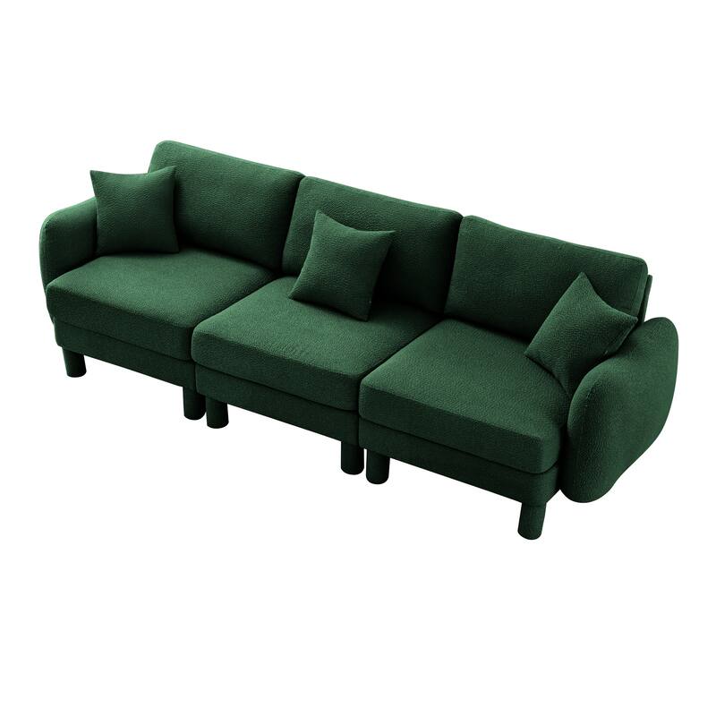 109.4" 3-Seater Modern Upholstered Sofa Couch, Deep-Seat Sectional Sofa with Shell-Shaped Armrests, Leisure Sofa for Living Room