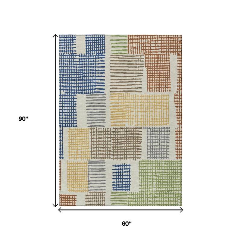 HomeRoots Geometric Transitional Rectangle Outdoor Rug