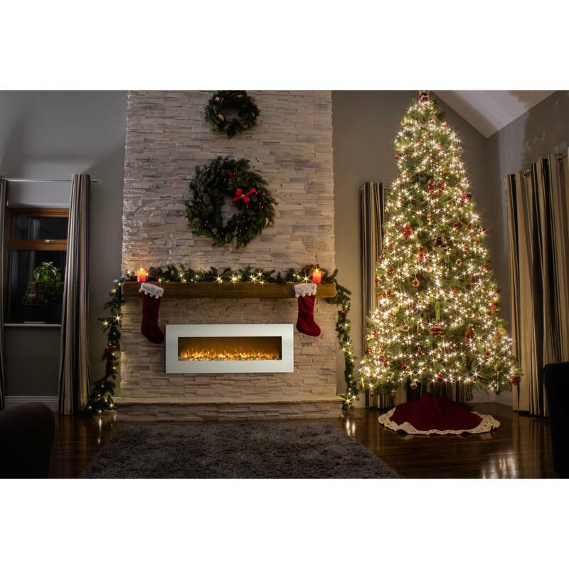 Northwest 50-Inch Wall Electric Fireplace, White