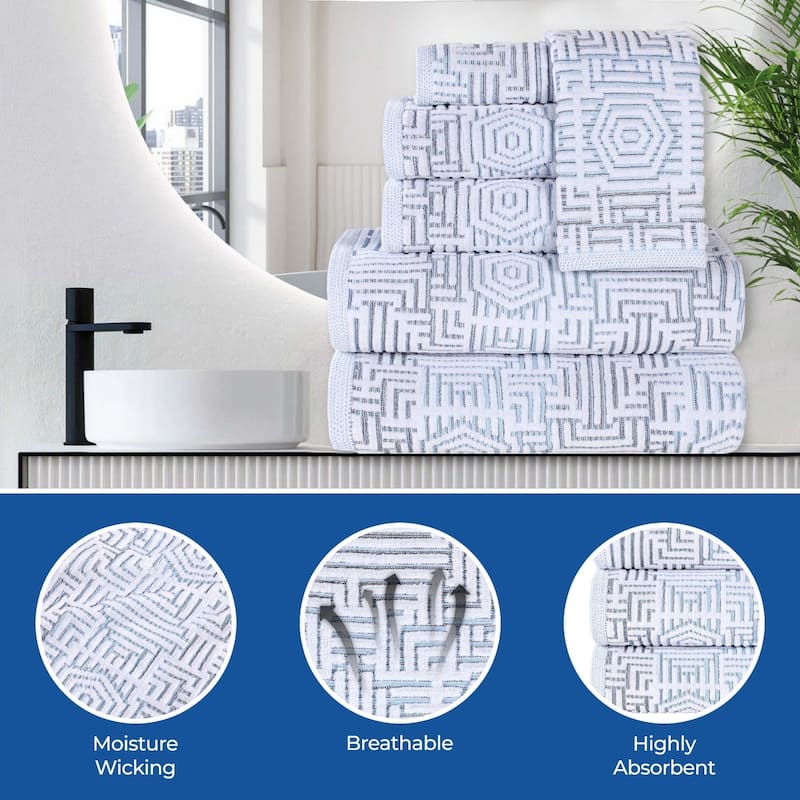 Superior Jasper Cotton Modern Geometric Jacquard Bath Sheet Set of 2