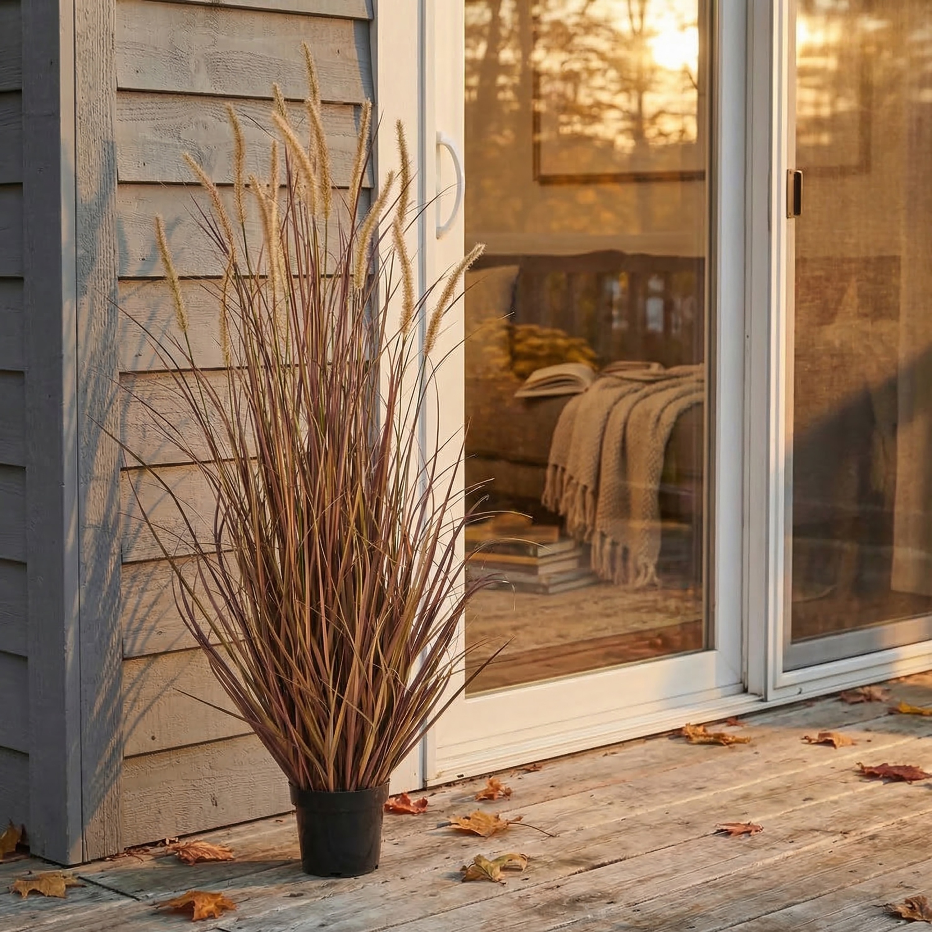 48" Uv Potted Autumn Fountain Plume Grass