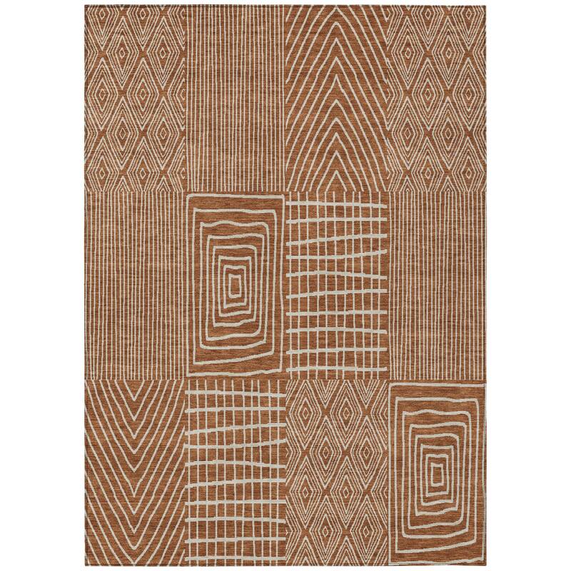 HomeRoots Geometric Transitional Rectangle Outdoor Rug