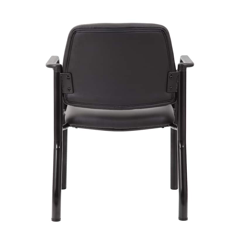 Theo Guest Chair with Modern Steel Frame, Black Antimicrobial Vinyl