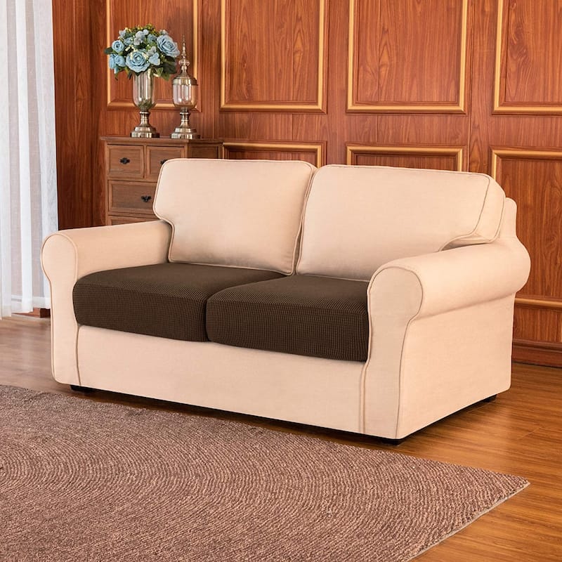 Subrtex 2-Piece Stretch Separate Sofa Cushion Cover Elastic Slipcover - Coffee
