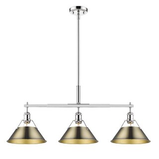 Yep by Golden Lighting Orwell 3-light Island Light in Chrome and Aged Brass shade - Silver