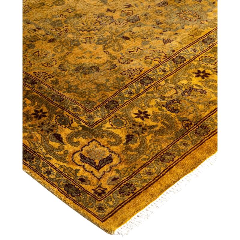 Overdyed One-of-a-Kind Hand-Knotted Area Rug - Yellow - 4' 2" x 6' 3"
