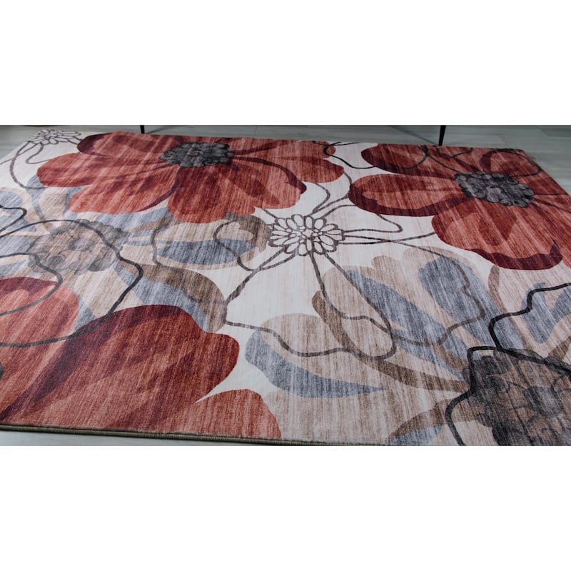 Qorep Distressed Floral Traditional Stain Resistant Woven Durable Area Rug By HomeRoots