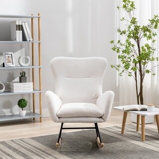 Soft Teddy Velvet Fabric Rocking Chair for Nursery - Bed Bath & Beyond ...