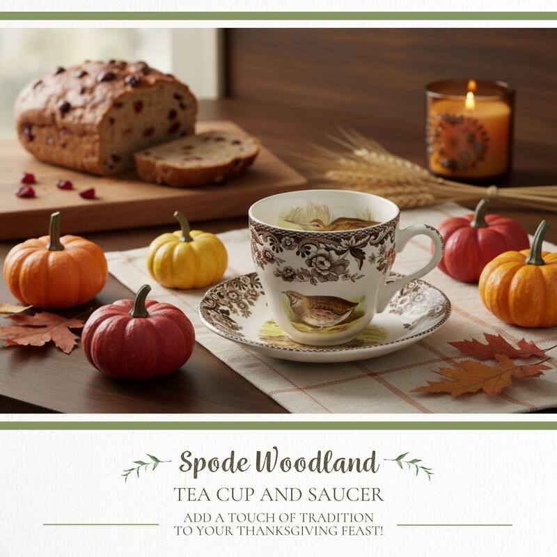 Spode Woodland Tea Cup and Saucer - 7 Oz