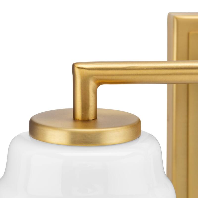 Spenser Collection Two-Light Brushed Gold Industrial Vanity Light - 15.62 in x 5.5 in x 7.62 in
