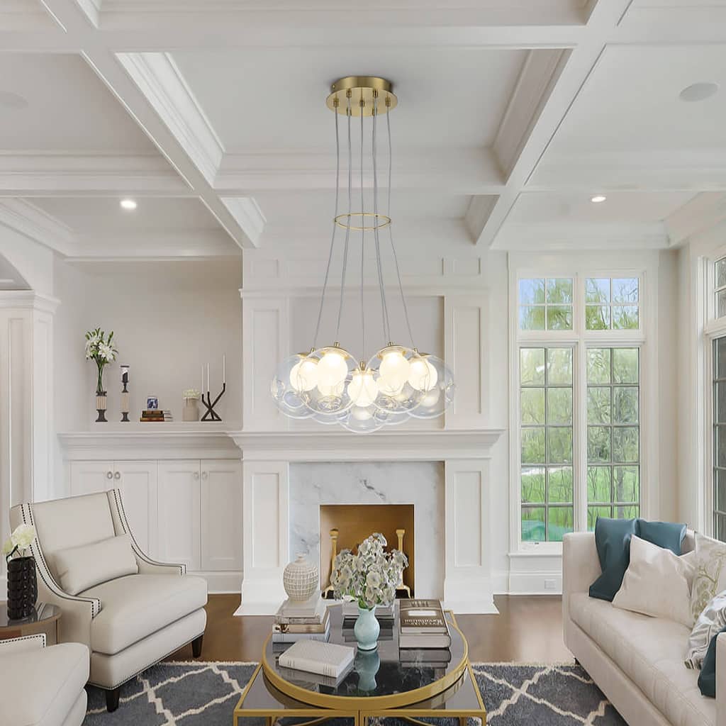 Modern Textured Glass Globe Pendant Light Frosted Shade Dining Room