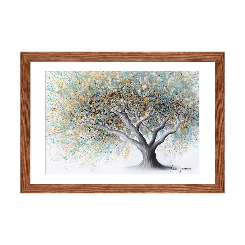 iCanvas "Spotted Teal Tree" by Ashvin Harrison - Walnut - 24x32x1